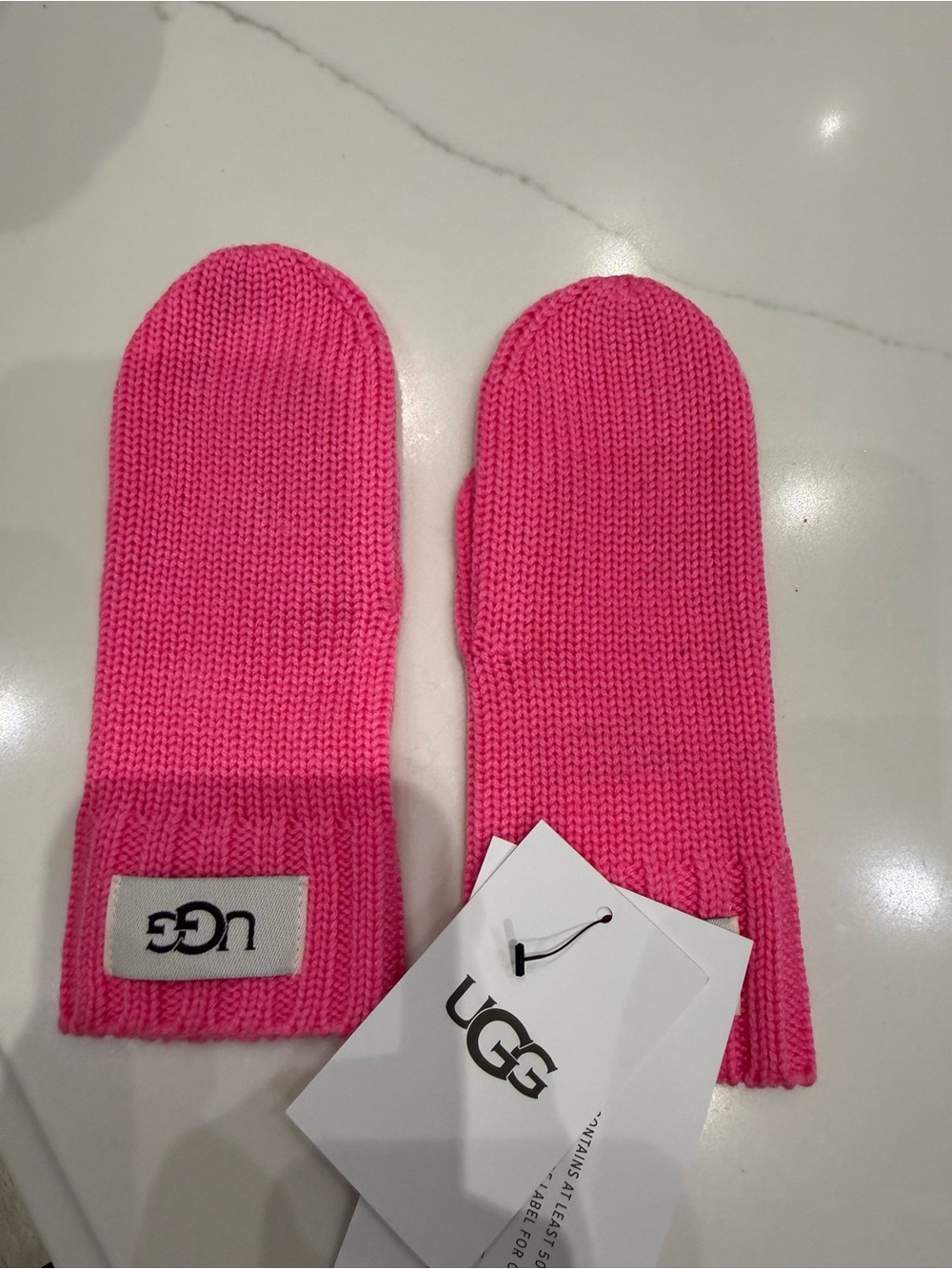 UGG Kids Bright Pink Knit Mittens